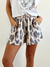 SHORT ANIMAL PRINT CAMEL