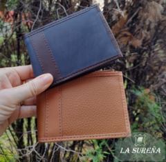 billetera hombre cuero triple solapa tarjetas