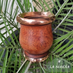 Mate madera algarrobo con borde virola y base de cobre - comprar online