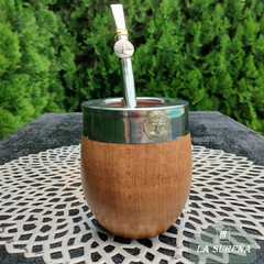 mate madera con virola de acero inoxidable y dije en internet