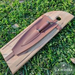 tabla salaminera con cuchillo cabo anillado bronce - comprar online