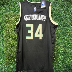 CAMISETA BUCKS 34 (NEGRA CON VERDE) - REPLIC. EXACTA - comprar online