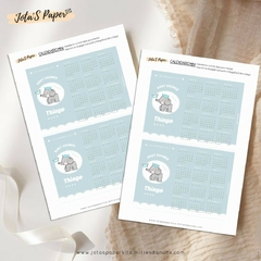 Calendario Mini 2025 BABY ELEFANTE NENE - Jotas Paper Kits