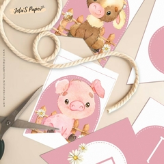 Kit Imprimible GRANJA BEBE ROSA - Jotas Paper Kits