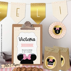 Kit Imprimible MINNIE GOLD - Jotas Paper Kits