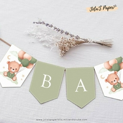 Kit Imprimible OSITO CON GLOBOS VERDE - comprar online