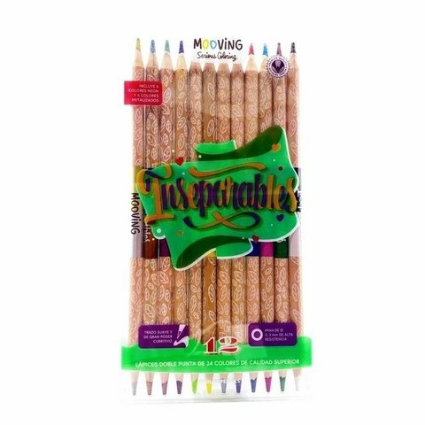 Lápices De Colores Mooving Inseparables X12