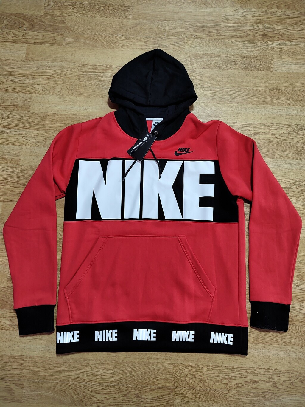 Buzo Hoodie Nike big Logo Rojo/negro H506 -