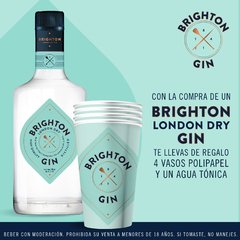 Gin Brighton 700cc +4 Vasos de polipapel + 4 posavasos - comprar online