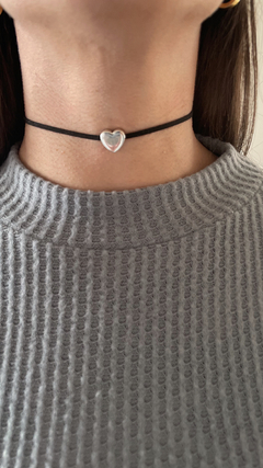 Chocker con corazón niquel plateado - comprar online