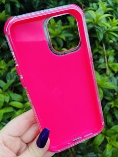 Case Elegante 3 em 1 - iPhone 13 Pro - Com Aro Frontal - Pink Brilhante na internet