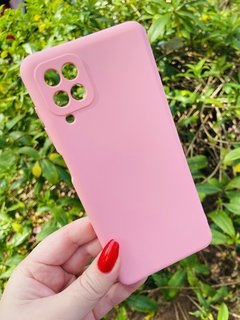 Case Veludo - Samsung A12 - Com proteção na câmera - Rosa Bebê