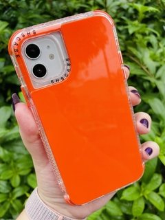 Case 3 em 1 Elegante - iPhone 13 - Com Aro Frontal - Laranja Brilhante