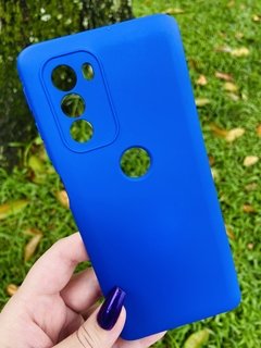 Case Veludo - Motorola G51 5g - Com proteção na câmera - Azul Escuro