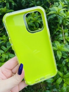Case Elegante 3 em 1 - iPhone 12 Pro Max - Com Aro Frontal - Verde Neon Brilhante na internet