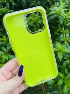 Case Elegante 3 em 1 - iPhone 13 Pro Max - Com Aro Frontal - Verde Neon Brilhante na internet