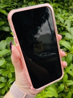 Case Elegante 3 em 1 - iPhone 13 Pro Max - Com Aro Frontal - Rosa Bebê Brilhante - loja online