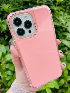 Case Elegante 3 em 1 - iPhone 13 Pro Max - Com Aro Frontal - Rosa Bebê Brilhante