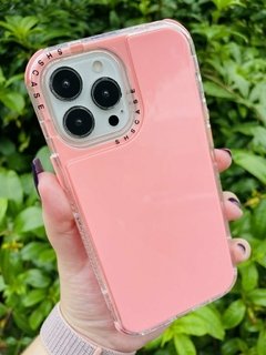 Case Elegante 3 em 1 - iPhone 13 Pro - Com Aro Frontal - Rosa Bebê Brilhante