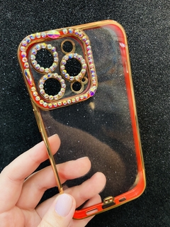 Case Luxo Strass - iPhone 13 Pro - Vermelho