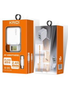Carregador para Android Micro USB - Kaidi - 2.4A - Cabo + 2 saídas USB - comprar online