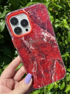 Case 3 em 1 Mármore - iPhone 13 Pro Max - Vermelho