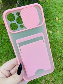 Case Slide com Porta Cartão - iPhone 12 Pro Max - Rosa Bebê