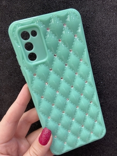 Case Strass - Samsung A03 S - Com Veludo Interno - Verde Água