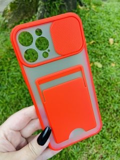 Case Slide com Porta Cartão - iPhone 12 Pro Max - Vermelho