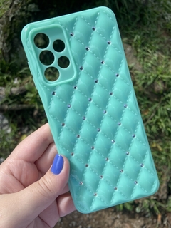 Case Strass - Samsung A73 - Com veludo Interno - Verde Água