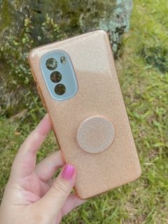 Case Glitter Anti-impacto com Pop - Motorola G51 5g - Dourado