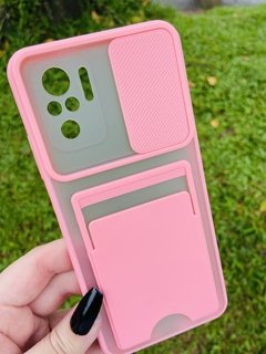 Case Slide Com Porta Cartão - Xiaomi Redmi Note 10 / 10 S - Rosa Bebê