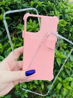 Case Elegante 3 em 1 - iPhone 13 Pro - Com Aro Frontal - Rosa Bebê Brilhante - Cachorro Alpha