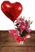 Vaso de Lirio Rosa e Balão Coração