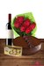Combo Flores Festa Rosas Vinho e Chocolate