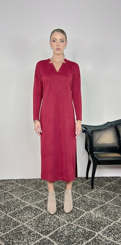 Vestido de malha decote V - loja online