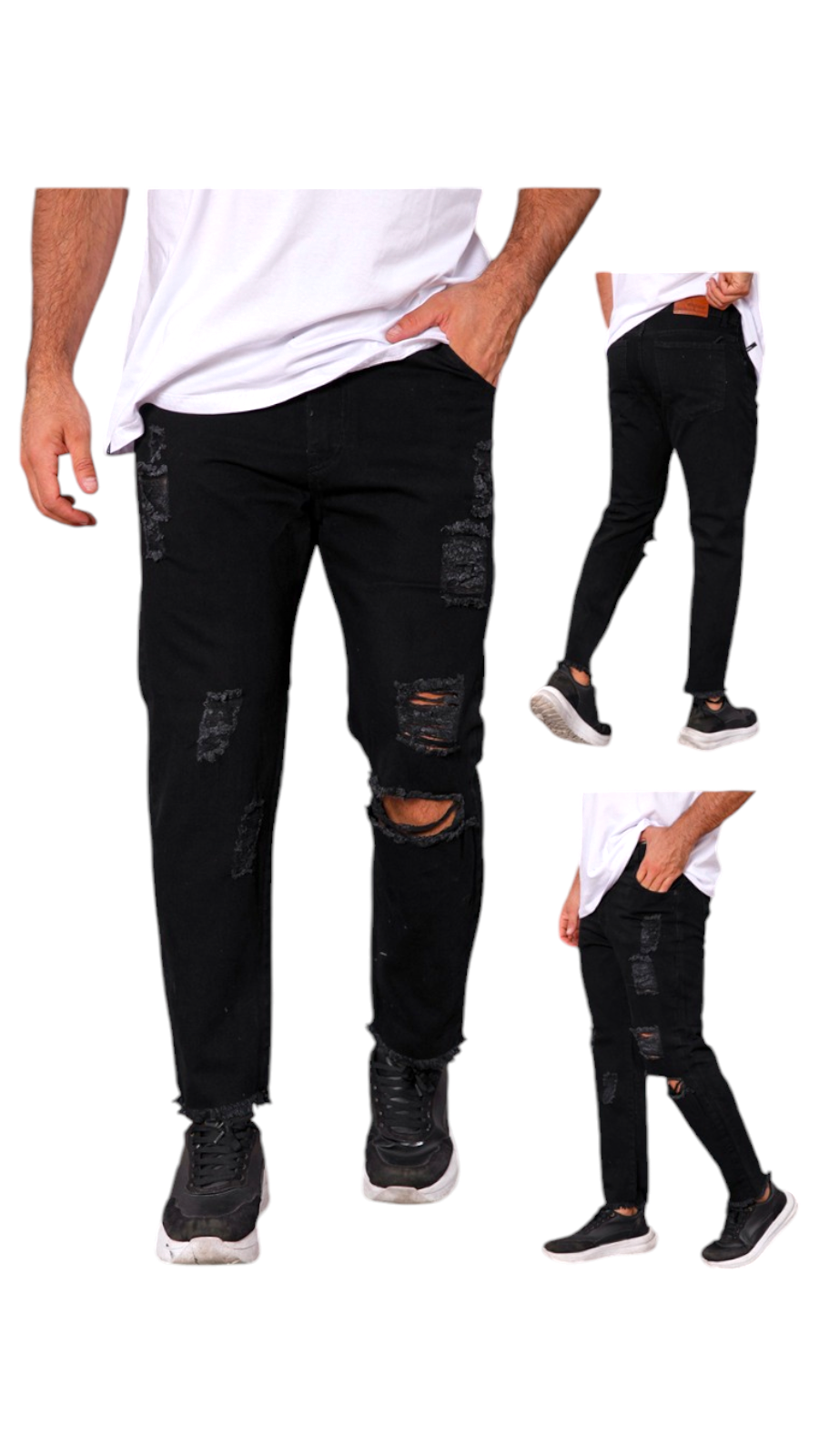 Jeans negro con rotura