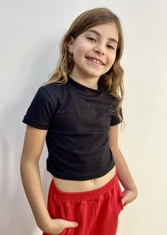 CropTop algodón y lycra negro talle 16