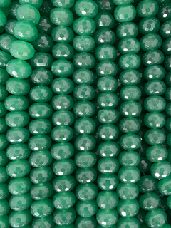 Jade Verde Esmeralda Rondel Facetado 12x16mm/ Fio