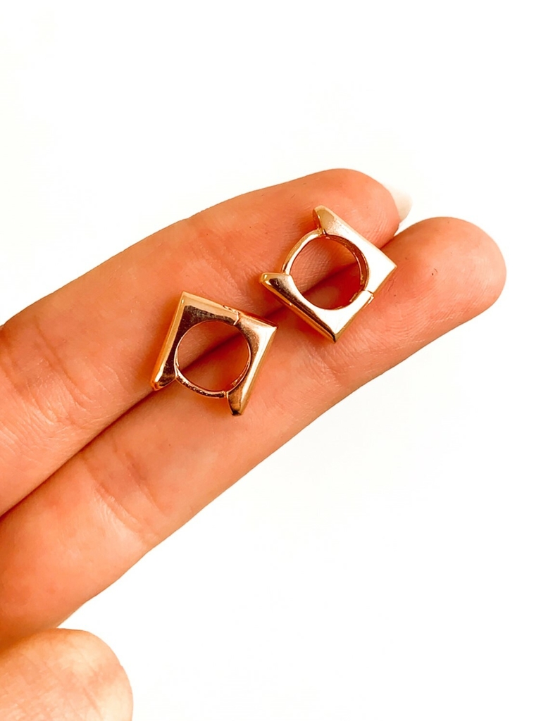 Argollas Cuadradas Lisas plata rose CM joyas
