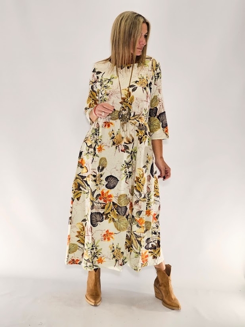 VESTIDO DE LINO ESTAMPADO 68793 TRESDELSEIS