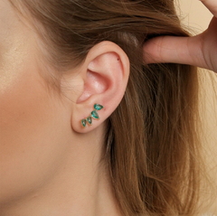 EAR CUFF 4 GOTAS EMERALD BANHADO A OURO 18K