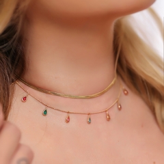 CHOKER GOTINHAS PENDURADAS COLORS BANHADA A OURO - comprar online