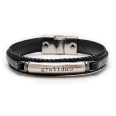 PULSEIRA GRATIDÃO BLACK EM COURO