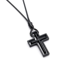 COLAR CROSS BLACK EM FIO ENCERADO