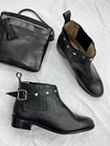 Huma10 Bota PAULA con elástico y cinto desmontable Talles Grandes Cuero Negro - comprar online