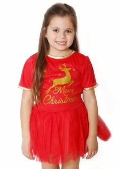 Edición Navidad! Vestido reno glitter dorado con tutú