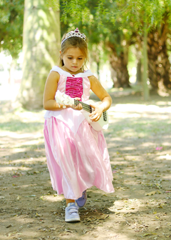 Disfraz Infantil Princesas largo + Set corona, trenza y cetro