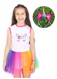 Disfraz Infantil Unicornio Bordado Pastel/ Vibrante con vincha