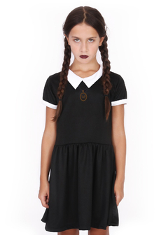 Disfraz Merlina Wednesday Addams con collar